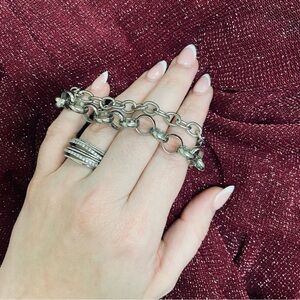 Elegant Silver Double Chain Bracelet
